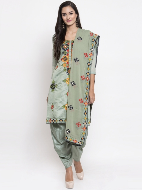 

mf Mint Green Silk Blend Embroidered Unstitched Dress Material