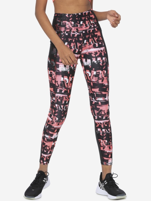 

Puma Women Pink Alert & Black Printed Be Bold AOP 7 8 Tights