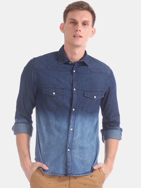 

Cherokee Men Blue Regular Fit Faded Denim Casual Shirt