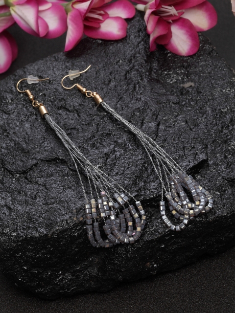 

DUGRISTYLE Grey Tourmaline Contemporary Drop Earrings