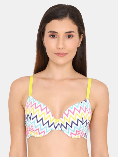 

Zivame Multicoloured & Multicoloured Printed Underwired Lightly Padded T-shirt Bra, Multi
