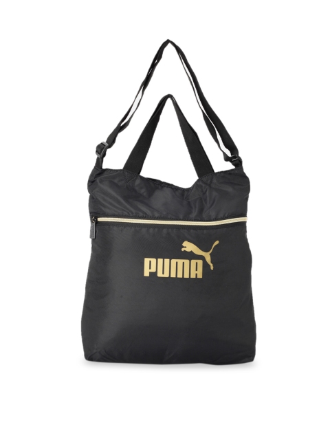 

Puma Black & Muted Gold-Toned Printed Tote Bag