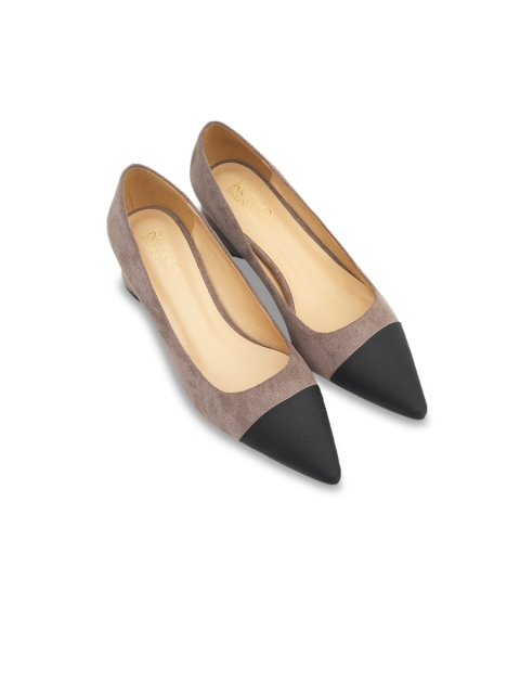 

ROSSO BRUNELLO Women Grey & Black Colourblocked Pumps