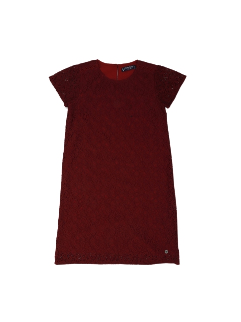 

Allen Solly Junior Girls Maroon Self Design A-Line Dress