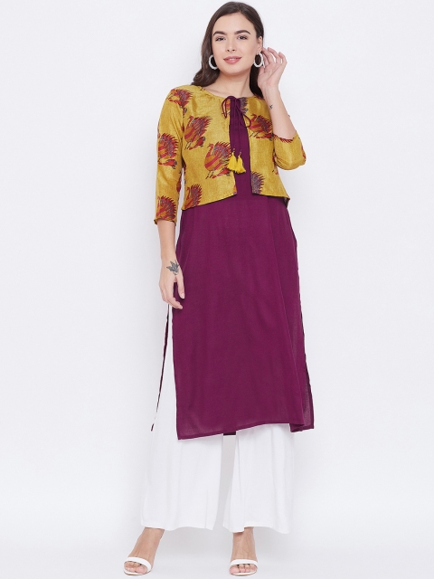 

rangeelo rajasthan Women Purple Printed Layered Straight Kurta
