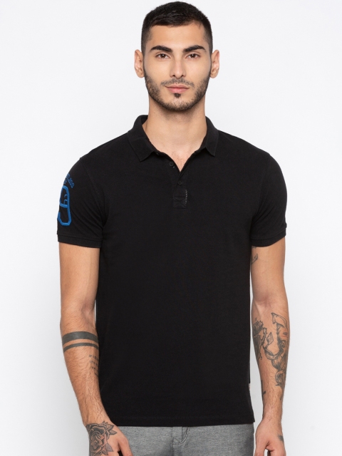 

SPYKAR Men Black Printed Polo Collar T-shirt