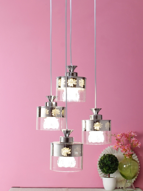 

Aesthetic Home Solutions Silver-Toned & Transparent Solid Pendant Wall or Ceiling Lamp