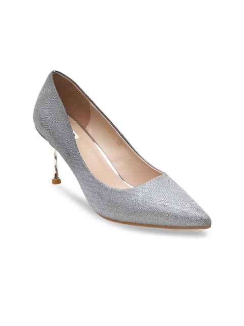 

ROSSO BRUNELLO Women Silver-Toned Solid Pumps