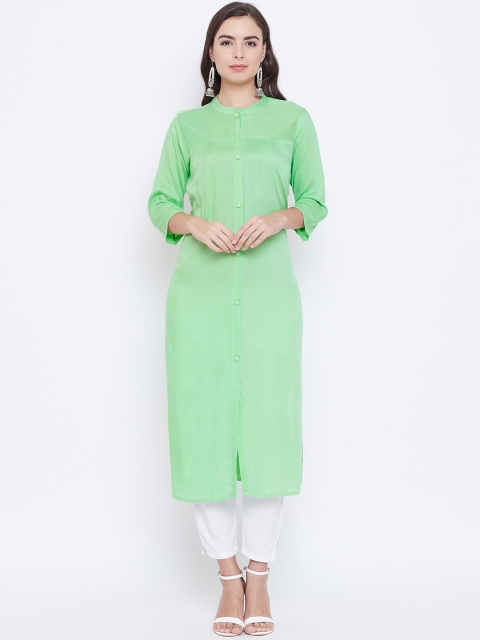 

rangeelo rajasthan Women Green Solid Straight Kurta