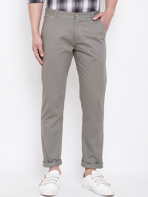 

JUMP USA Men Grey Solid Regular Trousers
