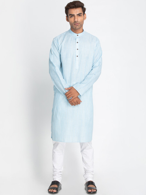

Lakshya by Manish Men Blue & Grey Printed Straight Kurta