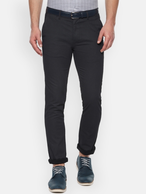 

V Dot Men Black Slim Fit Self Design Formal Trousers