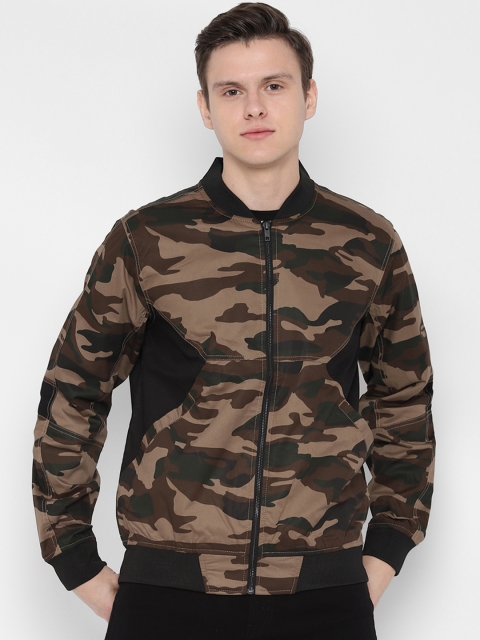 

SKULT by Shahid Kapoor Men Brown & Beige Printed Bomber