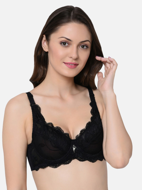 

Da Intimo Black Lace Underwired Non Padded Everyday Bra DI-687-R19
