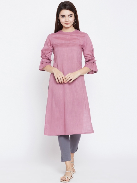 

PANIT Women Lavender Solid Straight Kurta