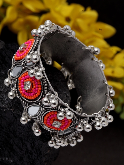 

Moedbuille Women Brass-Plated Silver-Toned Handcrafted Afghan Cuff Bracelet