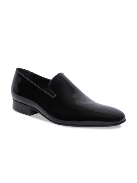 

JOE SHU Men Black Solid Leather Formal Loafers
