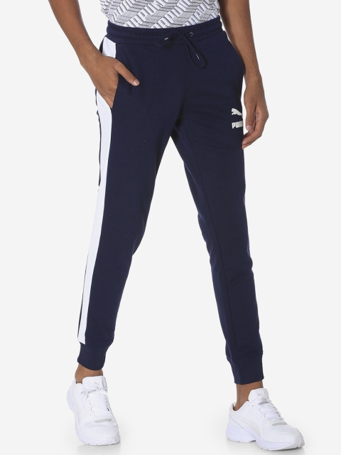 

Puma Men Navy Blue & White Solid Iconic T7 TR Peacoat Joggers