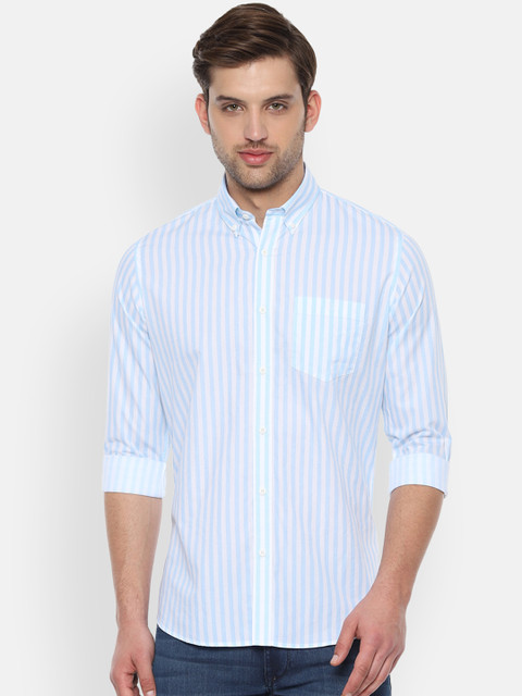 

Van Heusen Sport Men Blue & White Slim Fit Striped Casual Shirt