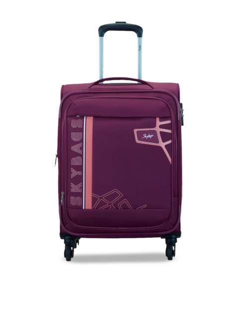 Skybags Wingman Unisex Purple & Peach Coloured Printed Cabin TSA Lock Trolley Bag