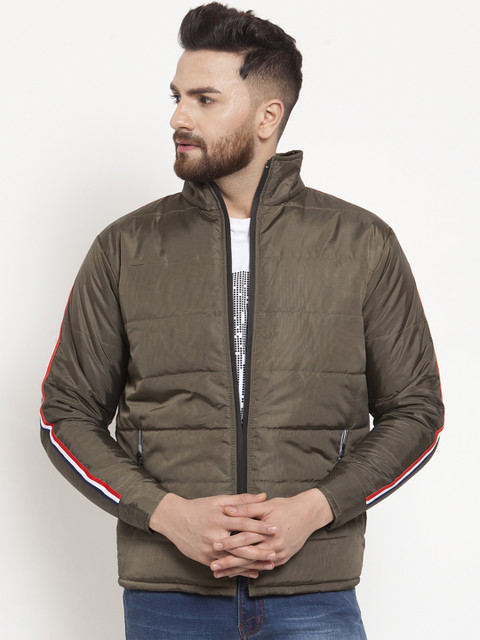 

VOXATI Men Olive Green Solid Padded Jacket
