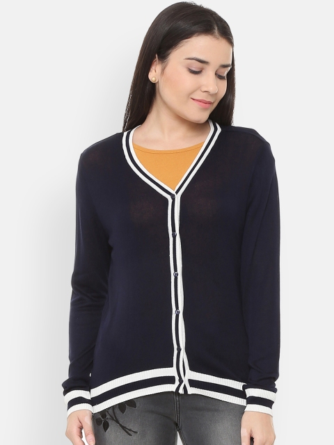 

Van Heusen Woman Blue Solid Cardigan Sweater