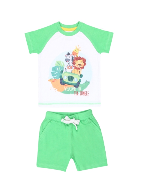 

Nap Chief Kids Green & White Printed T-shirt with Shorts