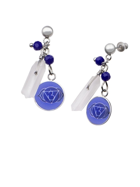 

Inox Jewelry Silver-Toned & Blue Circular Drop Earrings