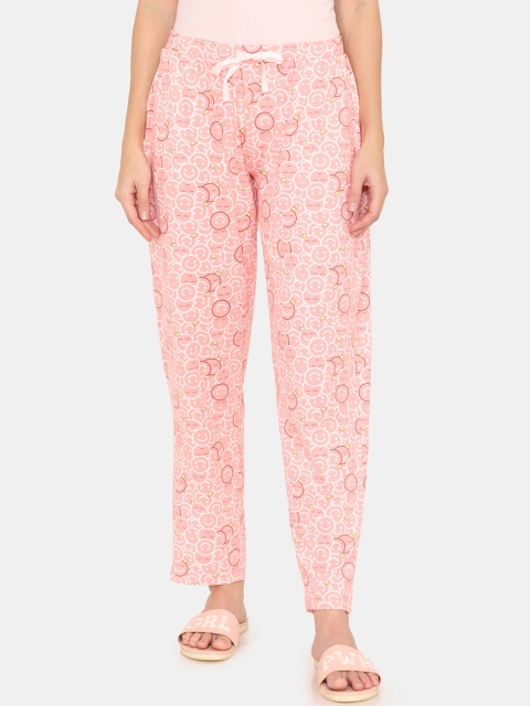 

Zivame Women Pink & White Printed Lounge Pants