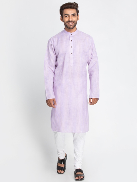 

Lakshya by Manish Men Purple & Beige Striped Straight Kurta