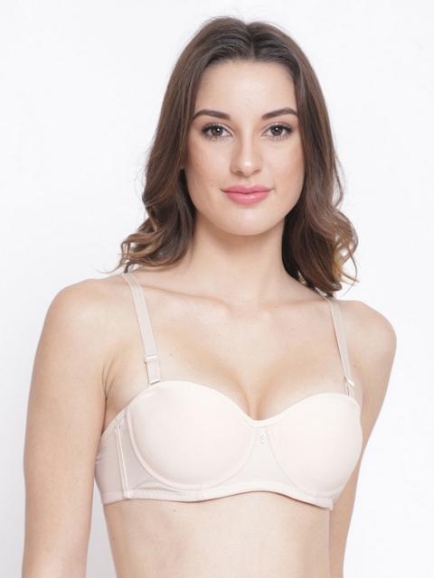 

PrettyCat Beige Solid Underwired Lightly Padded Balconette Bra PC-BR-6004