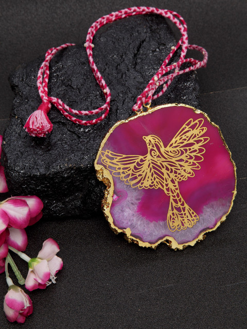 

DUGRISTYLE Pink Sterling Silver Gold-Plated Handcrafted Necklace