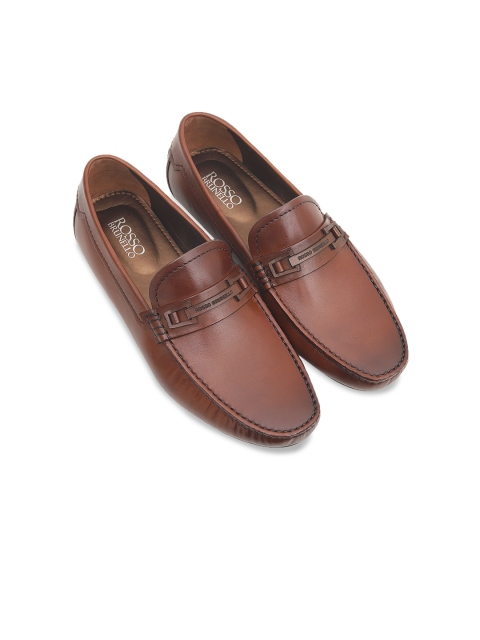 

ROSSO BRUNELLO Men Brown Solid Leather Formal Loafers