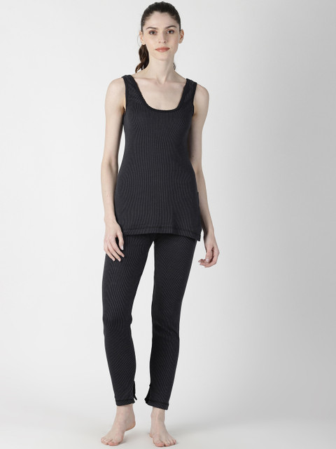 

Dollar Ultra Women Black Striped Thermal Set