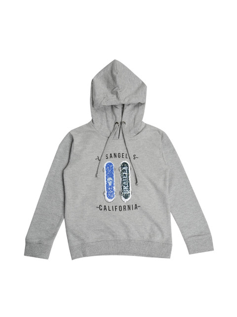 

AUDAZ Boys Grey Melange Embellished Hooded Sweatshirt
