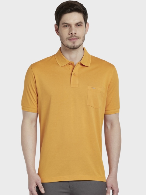 ColorPlus Men Mustard Yellow Solid Polo Collar T-shirt
