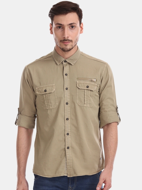 

Cherokee Men Beige Regular Fit Solid Casual Shirt