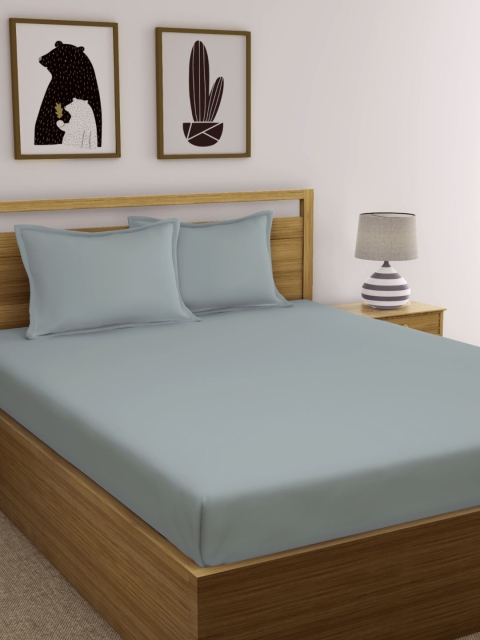 

Dreamscape Grey Solid 300 TC Cotton 1 Queen Bedsheet with 2 Pillow Covers