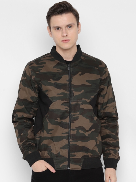 

SKULT by Shahid Kapoor Men Olive Green Camouflage Printed Bomber