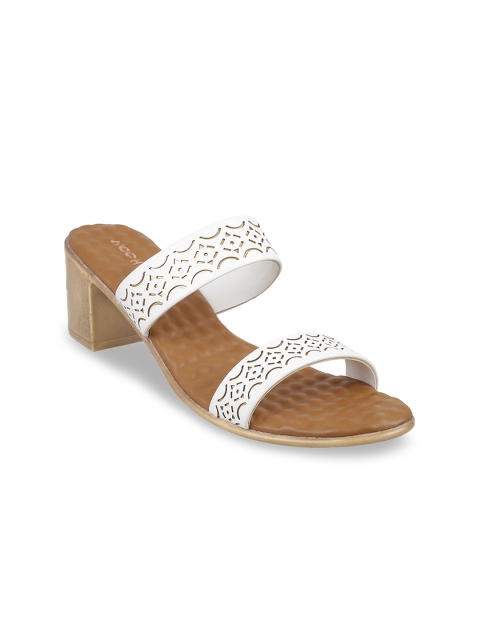 

Mochi Women White Textured Block Heels