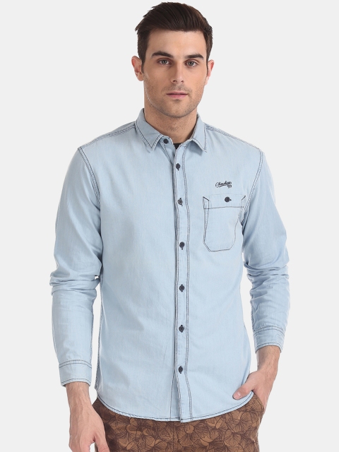 

Cherokee Men Blue Regular Fit Solid Casual Shirt