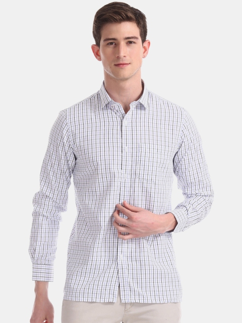 

Excalibur Men White Regular Fit Checked Formal Shirt
