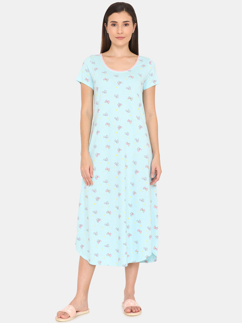 

Zivame Blue & Pink Printed Nightdress