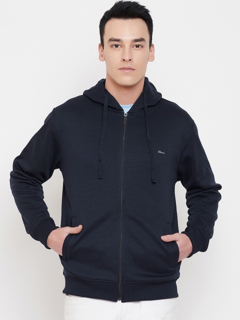 

Okane Men Navy Blue Solid Hooded Sweatshirt