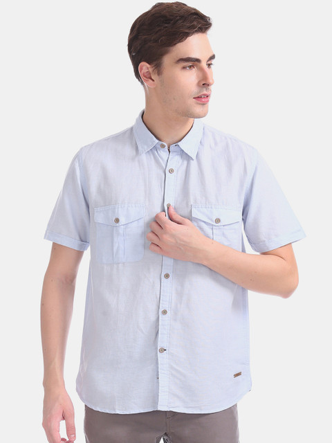

Cherokee Men Blue Regular Fit Solid Casual Shirt