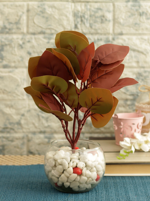 

TIED RIBBONS Transparent & Brown Artificial Plant With Glass Pot