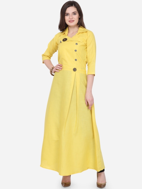 

Florence Women Yellow Solid A-Line Kurta
