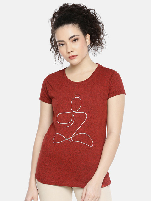 

GOLDSTROMS Women Rust Brown Printed Round Neck T-shirt