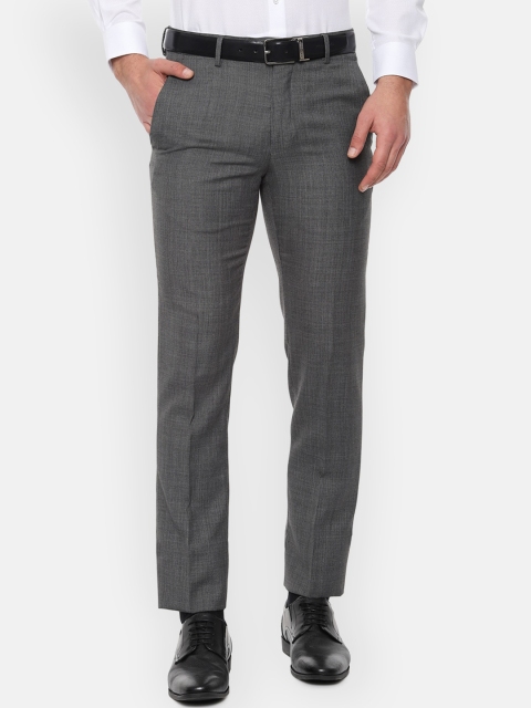 

Van Heusen Men Charcoal Grey Slim Fit Solid Formal Trousers