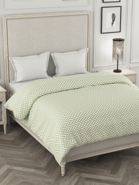 Portico New York White & Green Geometric AC Room 120 GSM Double Bed Comforter